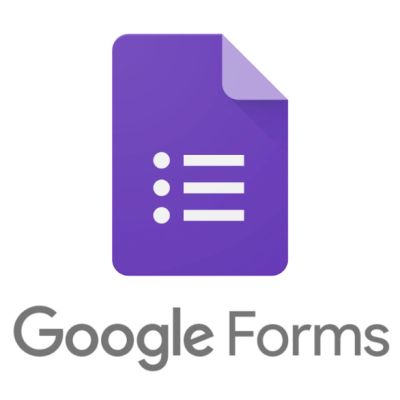 Google Forms logo with purple document icon and text.