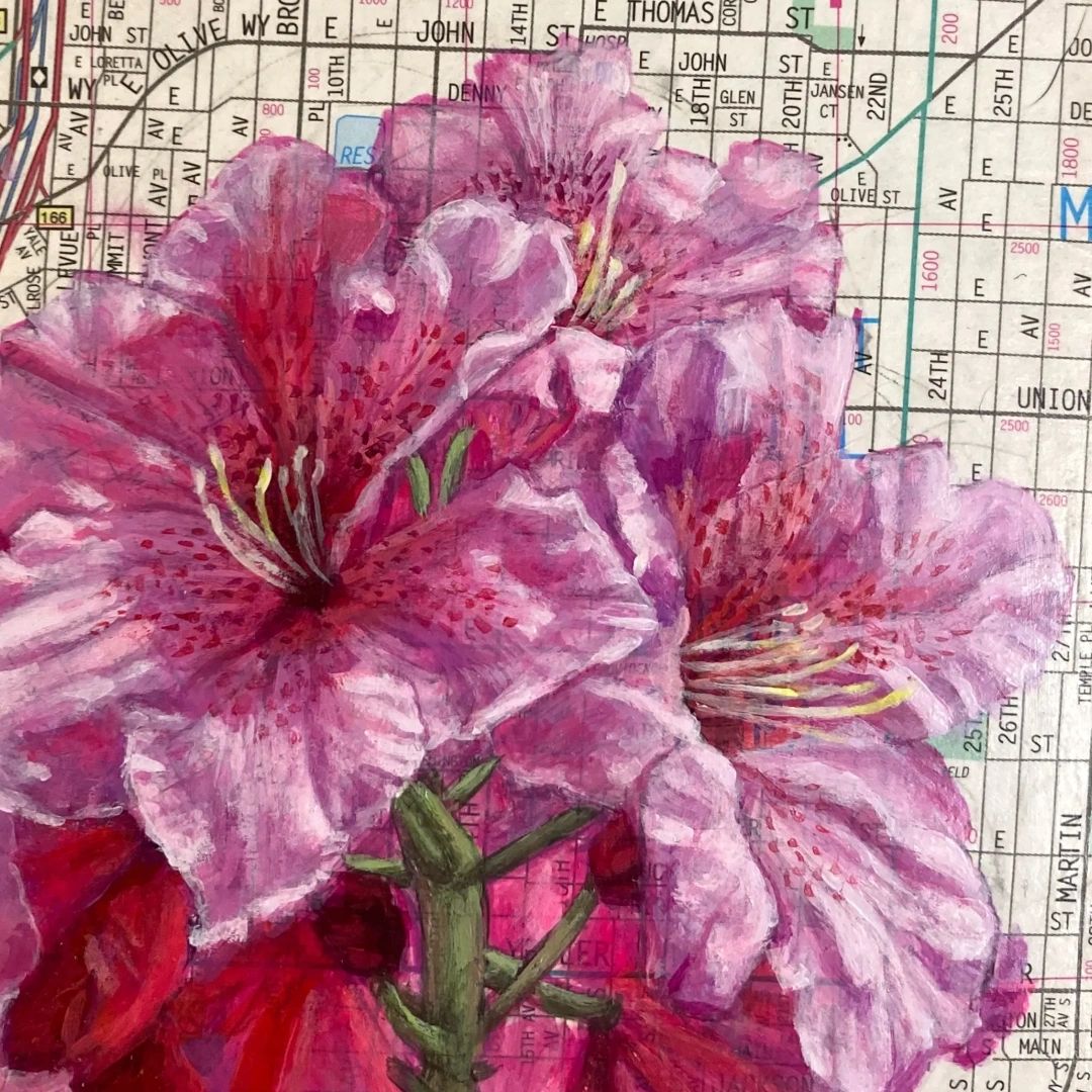Floral Paintings on Maps | Jess J Creative Studio