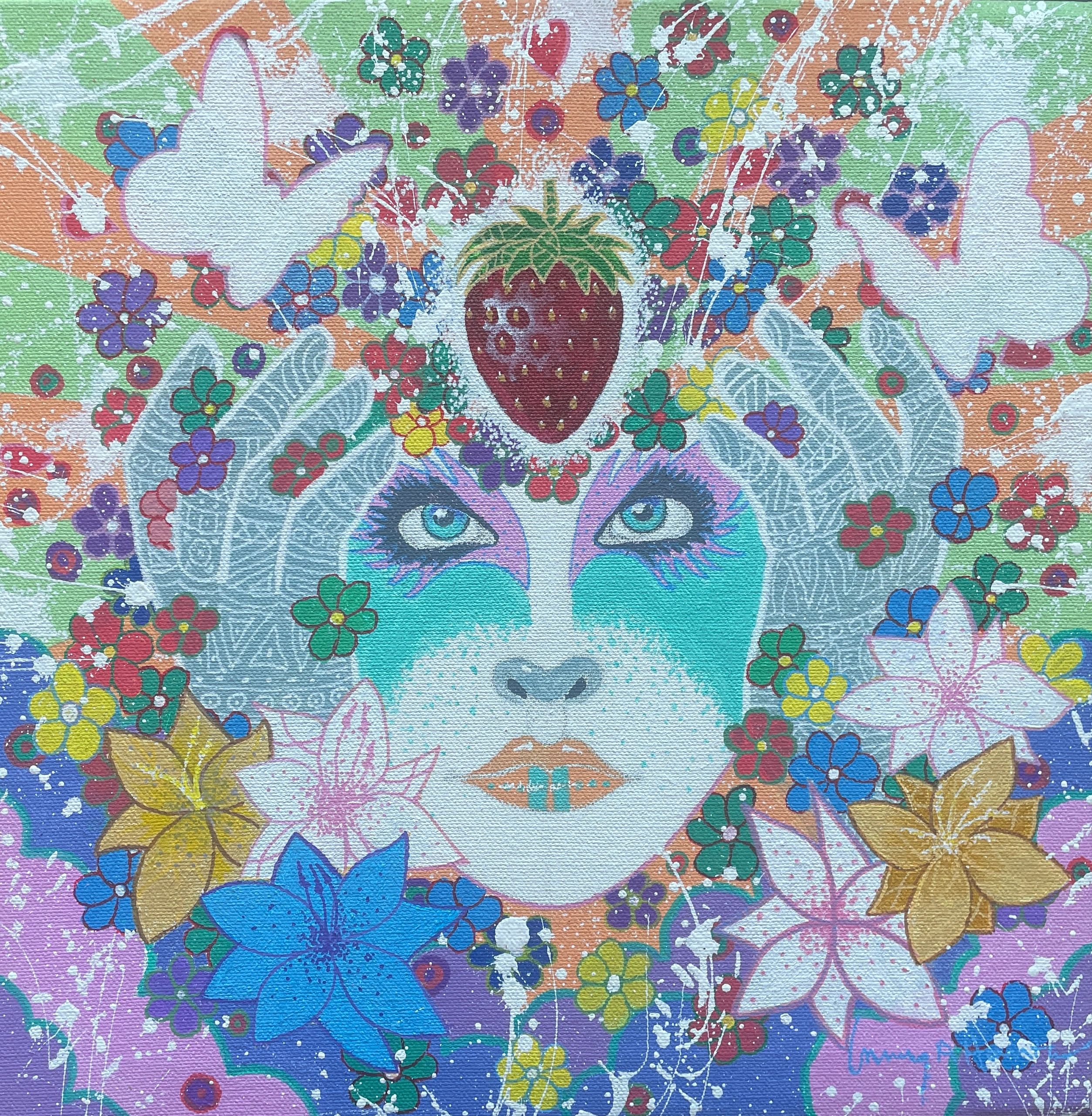 The art presents a vivid and imaginative composition that combines elements of surrealism & pop art