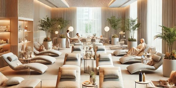 Luxurious wellness lounge space with chair massage and relaxing activations in Las Vegas