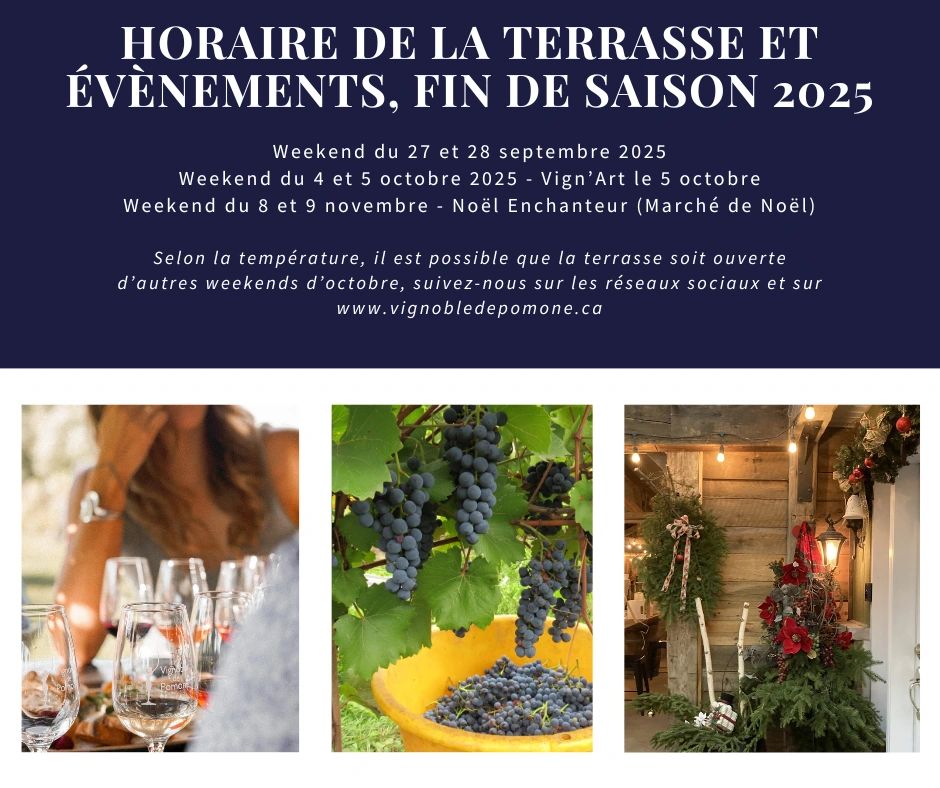 Horaire de la terrasse Vignoble de pomone