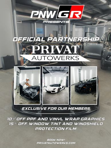 Official partnership announcement between PNW GR and Privat Autowerks with member discounts.