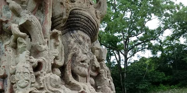 A stelae in the Main Plaza of Copan, Honduras