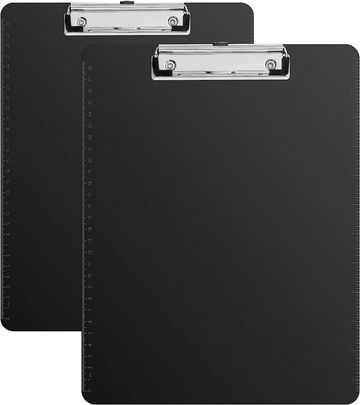  Amazon Basics Plastic Clipboards, Low Profile Clip, Clipboard  2-Pack, Black 