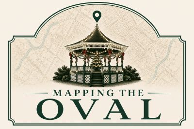 Illustration of a gazebo with the text 'Mapping the Oval'.