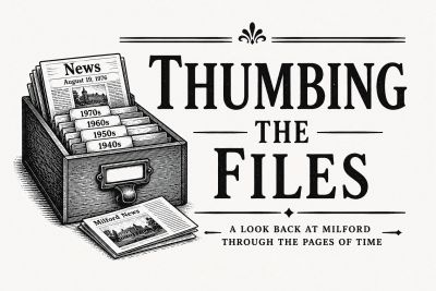 Vintage-style logo for 'Thumbing the Files'.