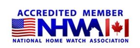 Logo of the National Home Watch Association with US and Canadian flags.