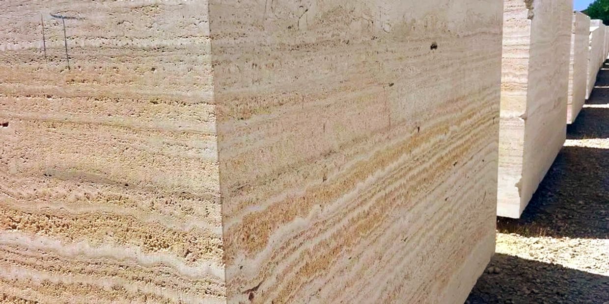 Travertine Blocks slabs -ALHADEER MARBLE & STONE FACTORY - SHARJAH - DUBAI/ الهدير للرخام