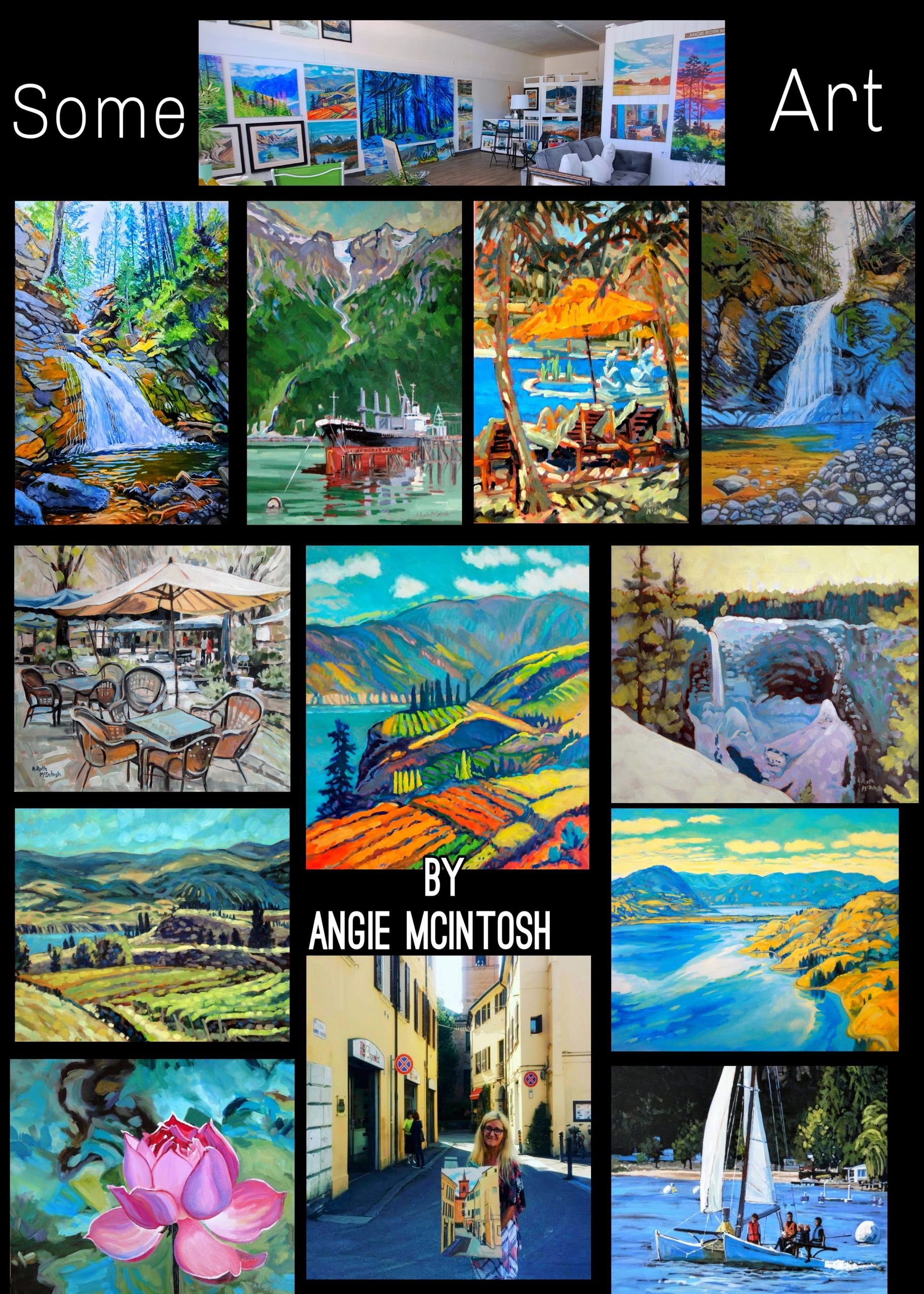 Grouping of different paintings by Angie McIntosh 