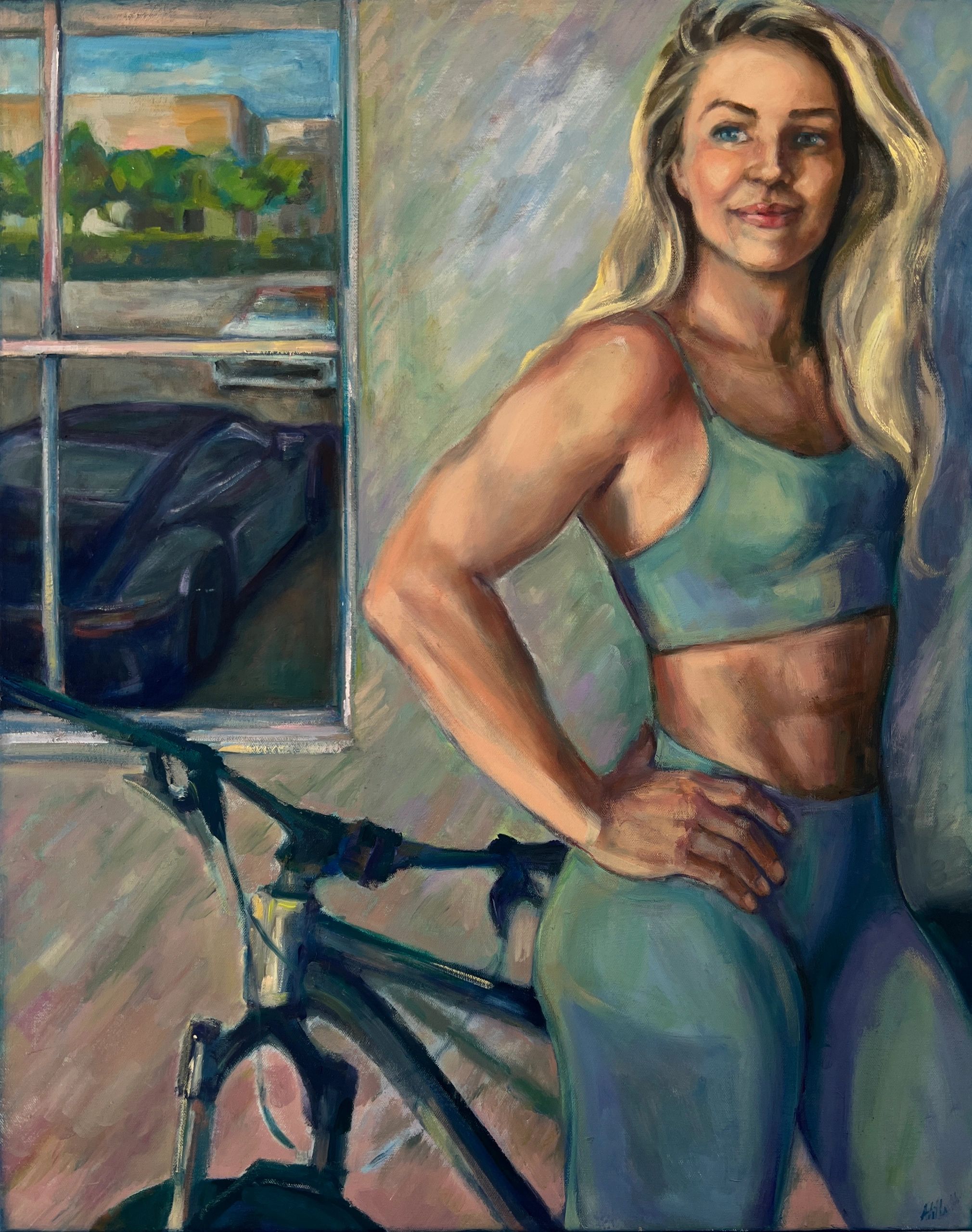 Beautiful athletic girl painted by Anna Villa