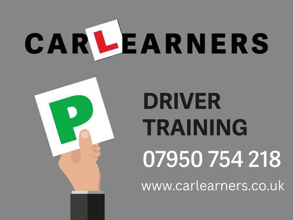 Car learners driver training with contact details and website.