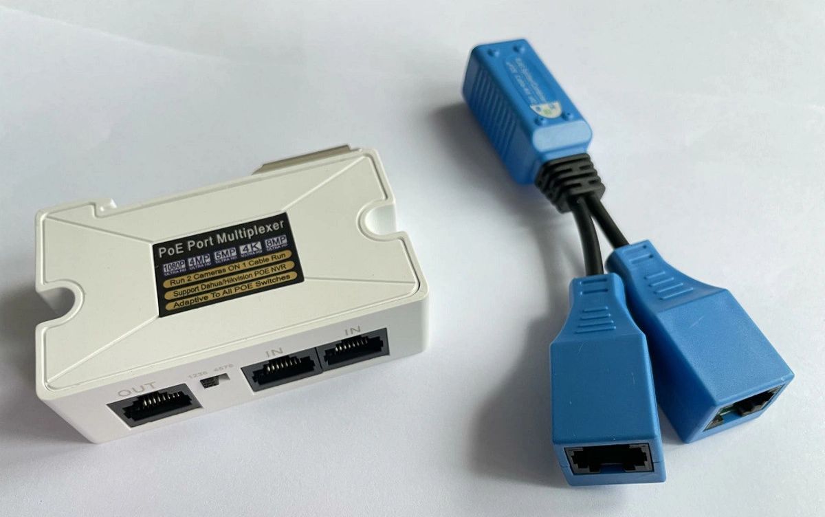 BLUE RX WITH 3 RJ45 FEMALE CONNECTORS, THE WHITE TX WITH 3 RJ45 FEMALE ...