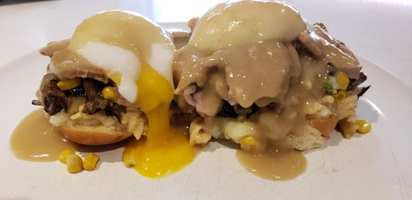 #thanksgiving #leftovers #eggsbenedict #turkeyandgravy #turkey #stuffing #gravy 