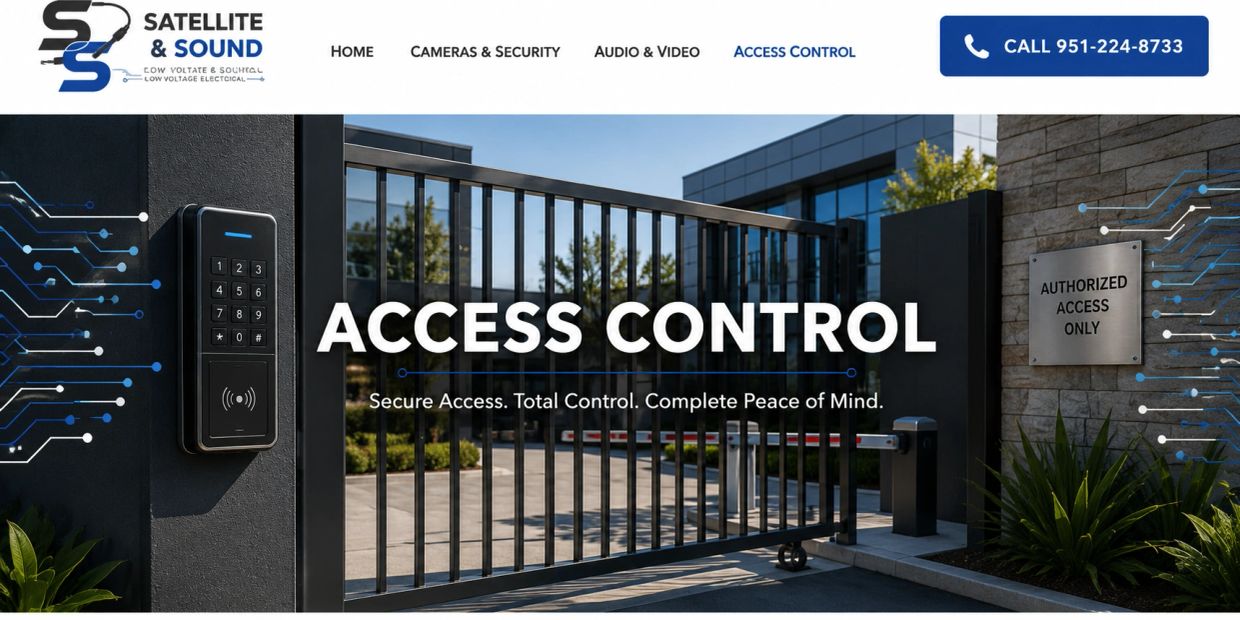 Automated access control gate with keypad and security system.