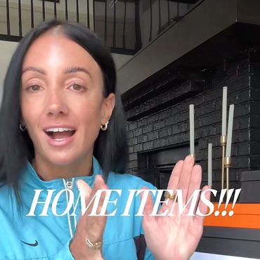 Woman showcasing home items in a video.