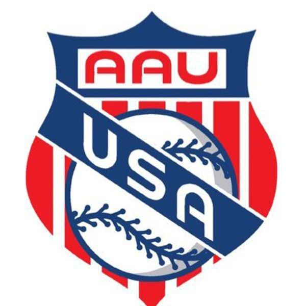 AAU USA logo with baseball and patriotic colors.