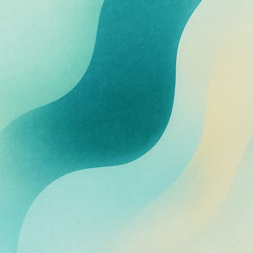 Abstract wavy shapes in soothing blue and beige tones.