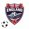 England football team logo with a soccer ball and lions.