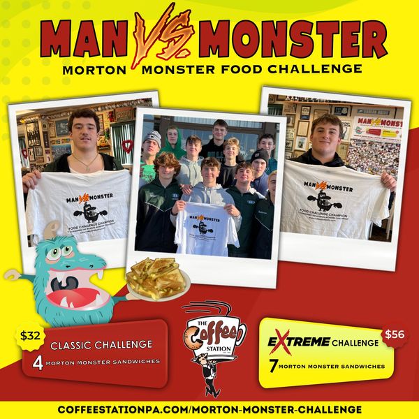 Man vs Monster food challenge with classic and extreme options at Coffee Station.