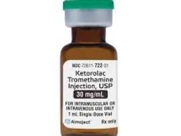 Vial of Ketorolac Tromethamine Injection, 30 mg/mL for injection use.