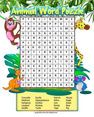 Animal Word Puzzle