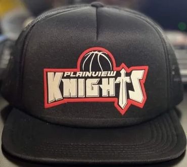 Trucker hat black foam and mess plastic with Knight logo.