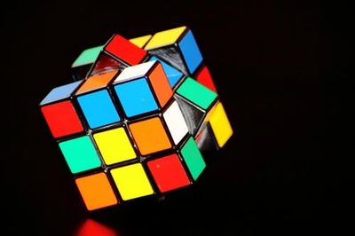 A Rubik's Cube solving itself.