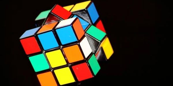 A Rubik's Cube solving itself.