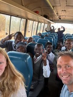 The  Burch Family on the school bus