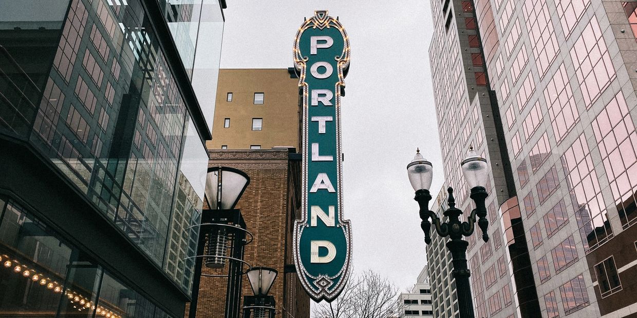 The famous Marquee at the Portland Center for the Performing Arts in Portland, Oregon