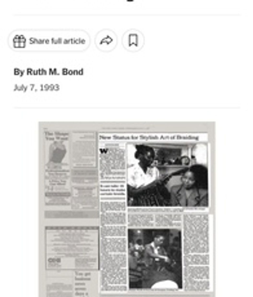 New York Times article on the rising status of braiding as an art form.