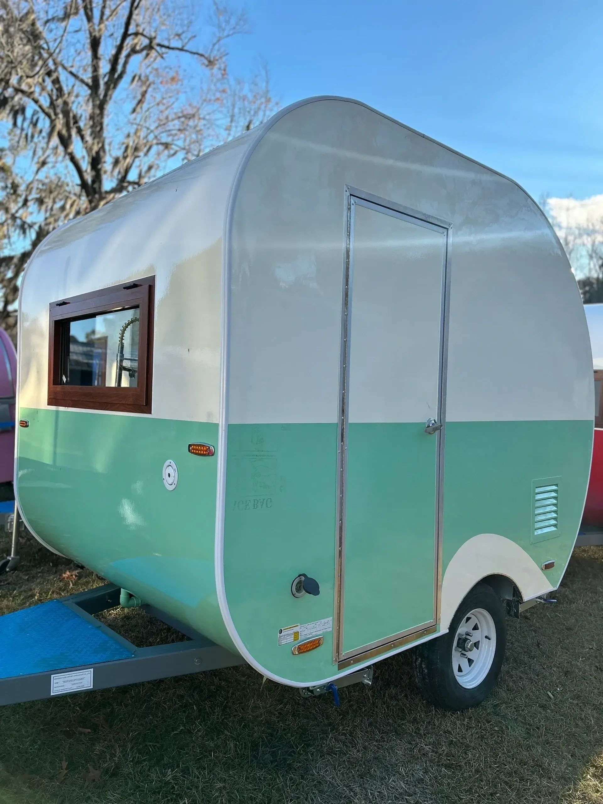A trailer parked outside