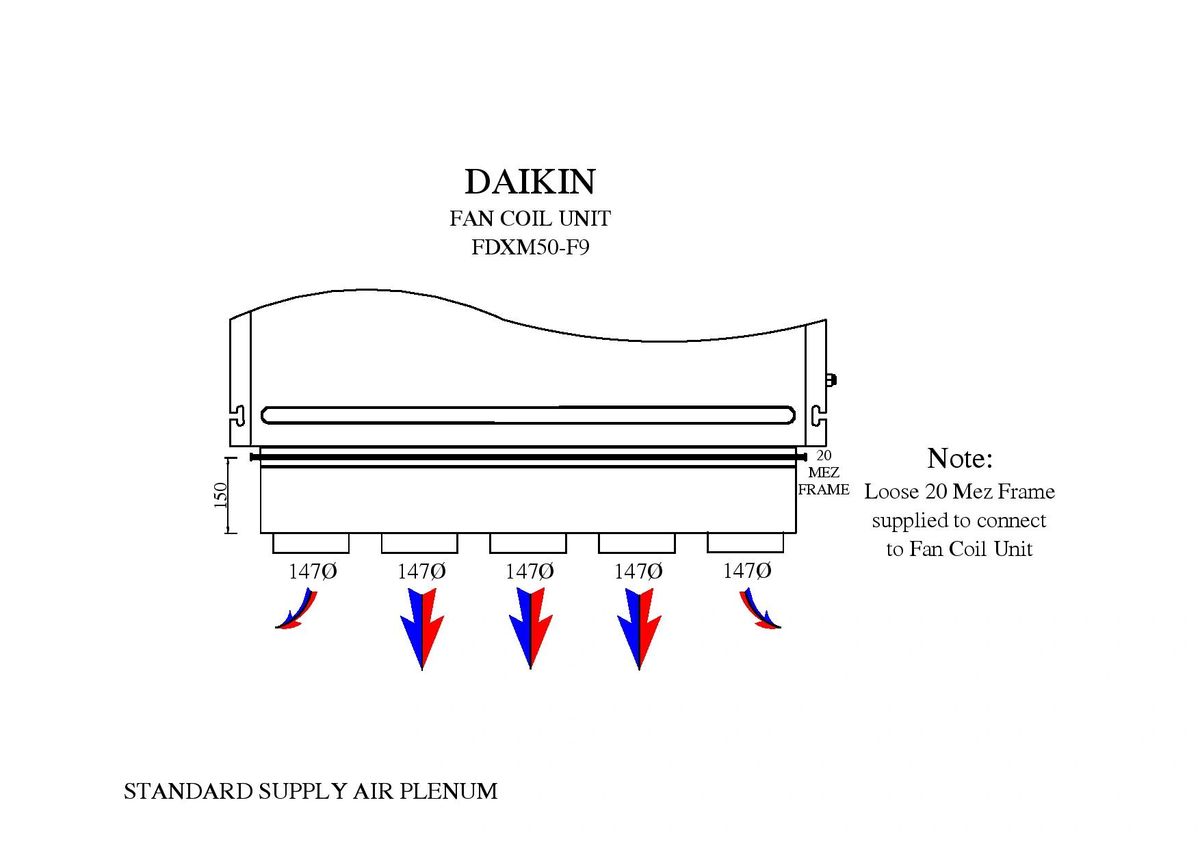 Daikin FDXM50-F9 Standard Supply Air Fan Coil Plenum