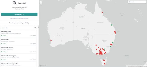 New website ‘Find a RAT’ helps Australians track down rapid coronavirus tests near them