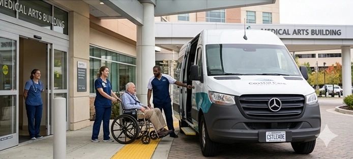 Coastal Care Transport van, ready for a senior client's ride