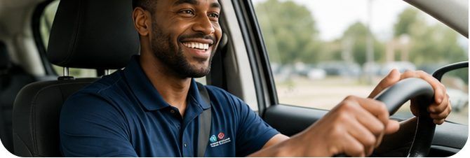 Coastal Care Transport driver behind the wheel