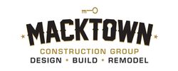 Logo for Macktown Construction Group featuring design, build, and remodel services.