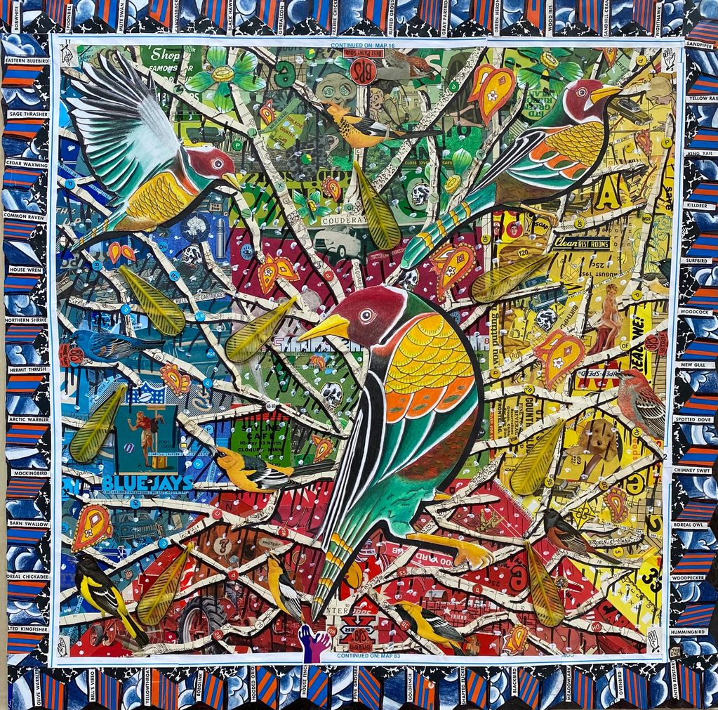 Eastern Rosella with 12 Choristers.
2023
Mixed Media
Wynn Davis 
AVAILAVLE