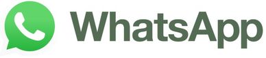 WhatsApp logo with green chat bubble and text.