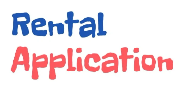 Colorful text saying Rental Application on white background.