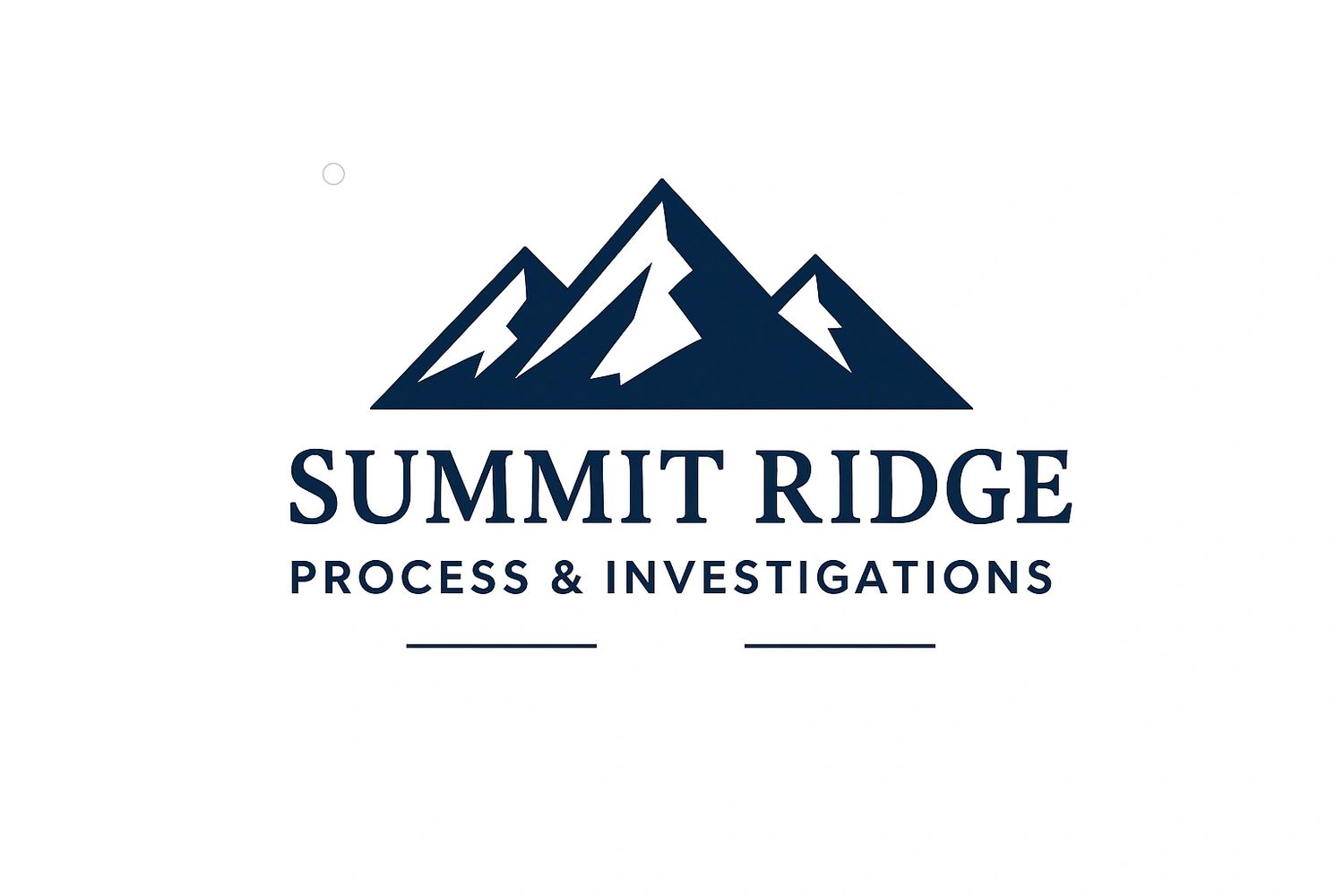Logo of Summit Ridge Process & Investigations with mountain peaks.