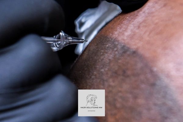 Hair scar repairing services by Hair Solutions NW with a client having a scar removed.