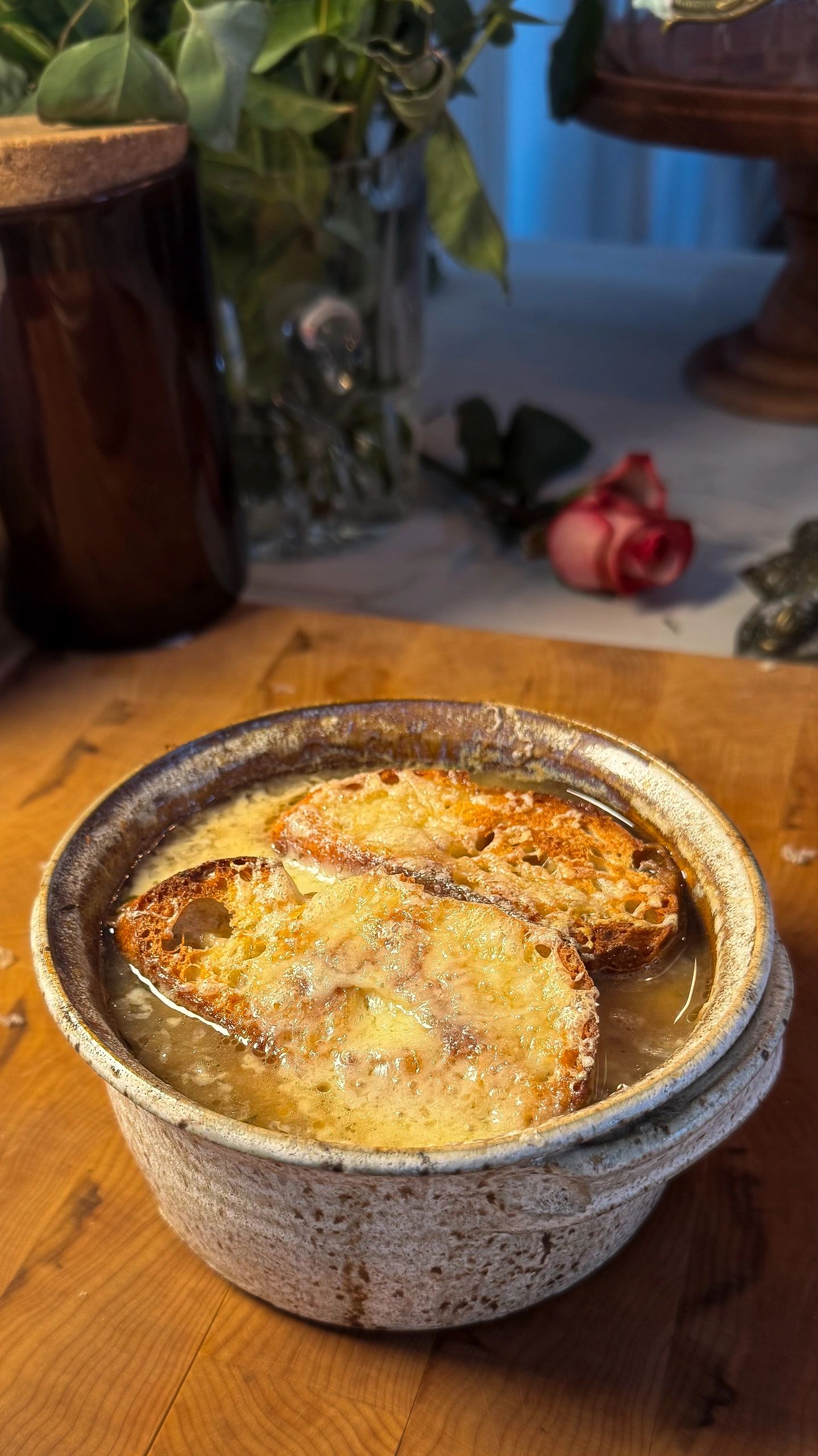 Soupe à l’oignon au bœuf et lardon