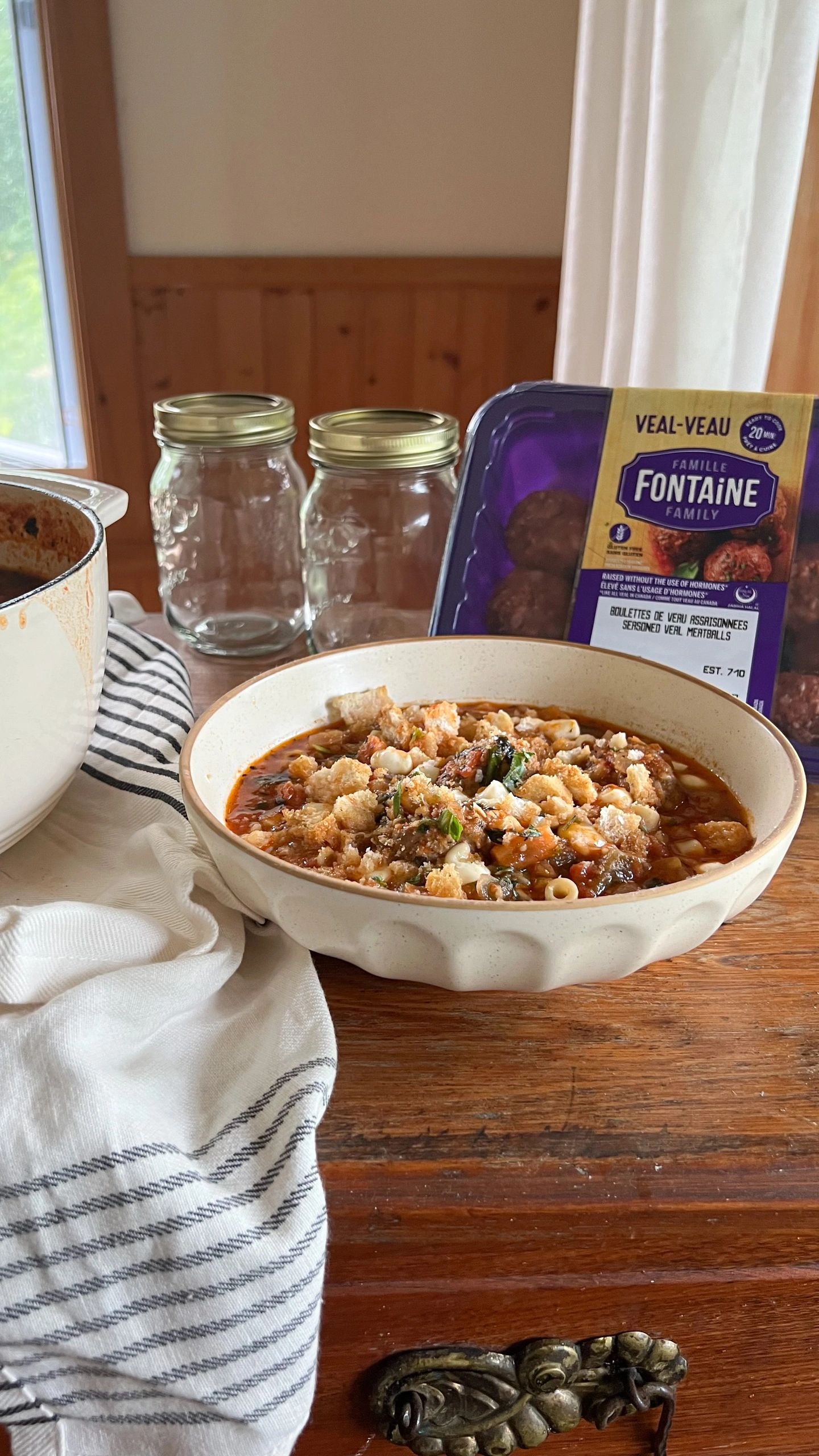 Soupe aux boulettes de veau parmigiana