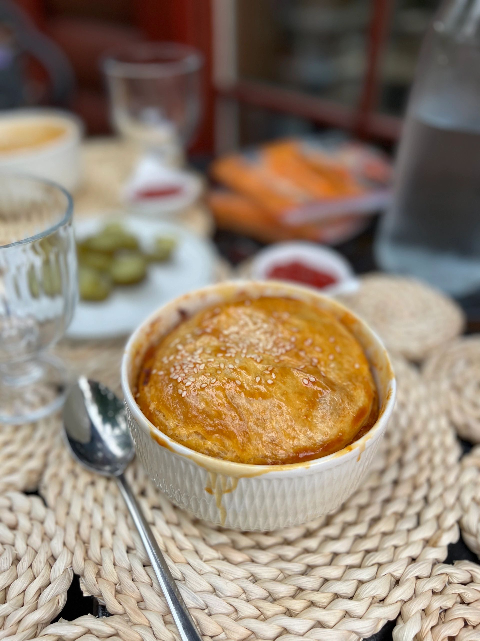 Pot pie style bacon cheeseburger