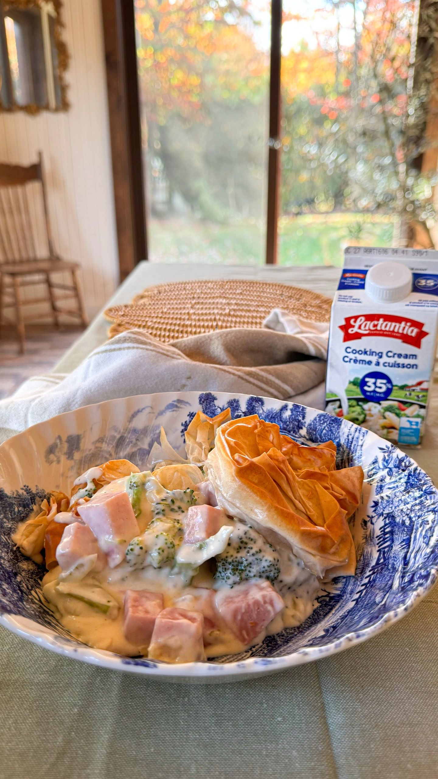 Gratin jambon, brocoli et fromage