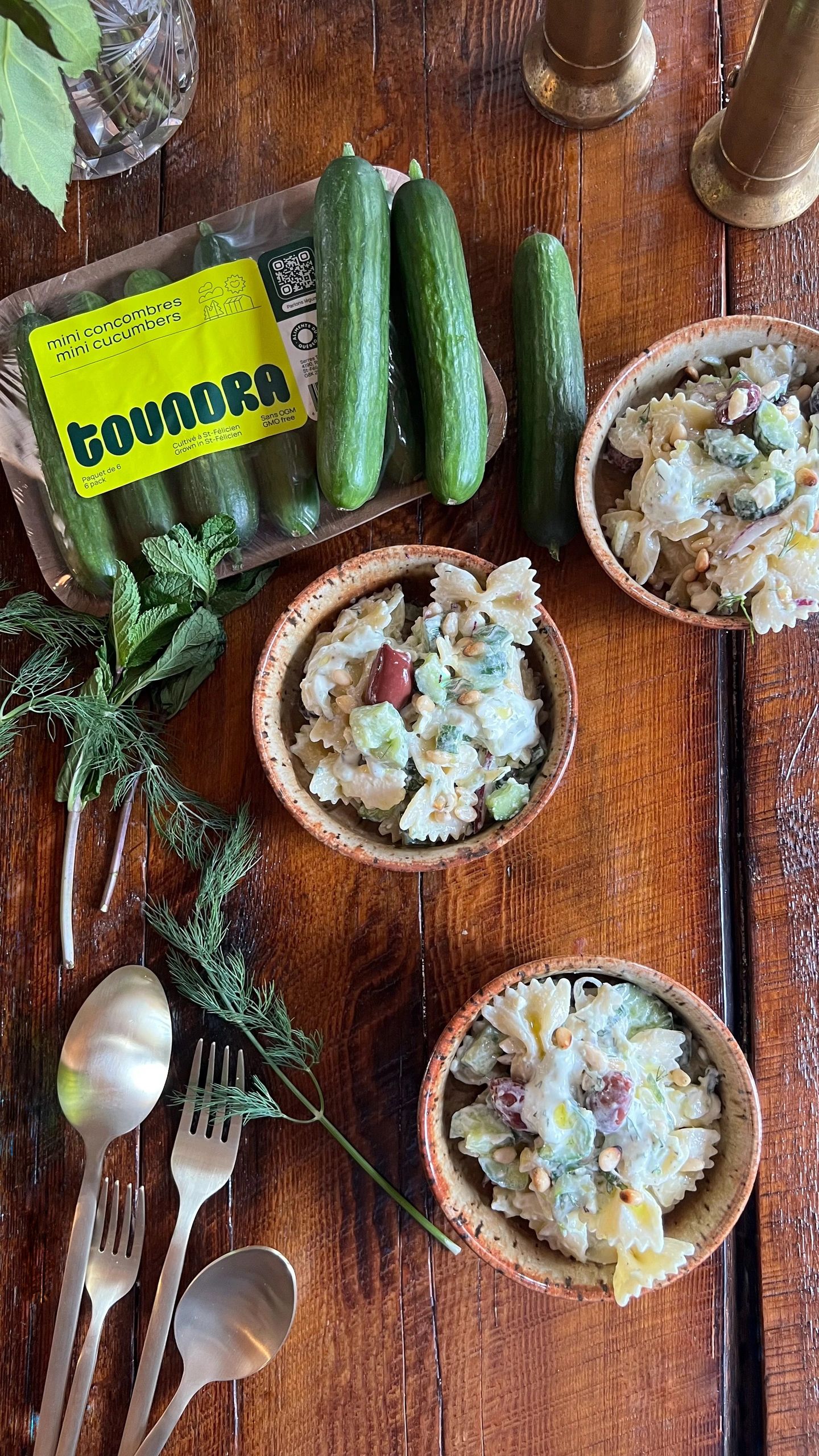 Salade de pâtes au concombre style tzatziki