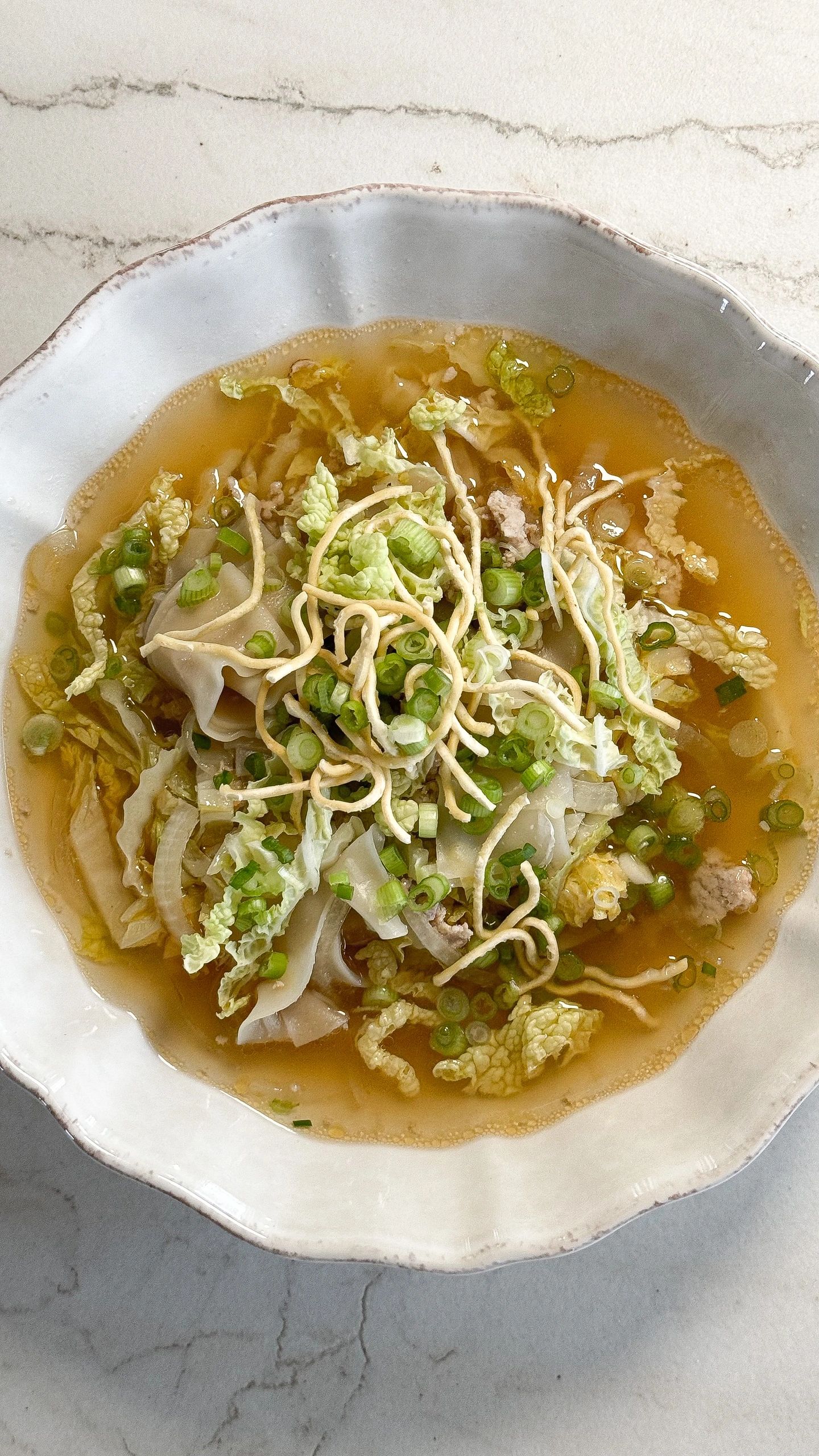 Soupe won ton déconstruite