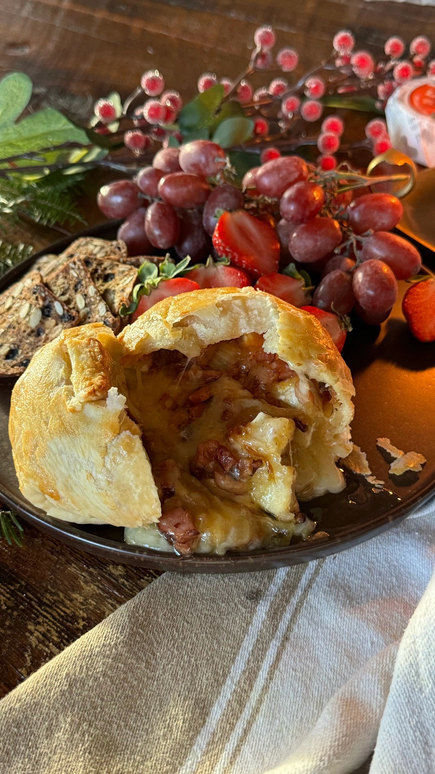 Brie fondant en croûte façon tartiflette