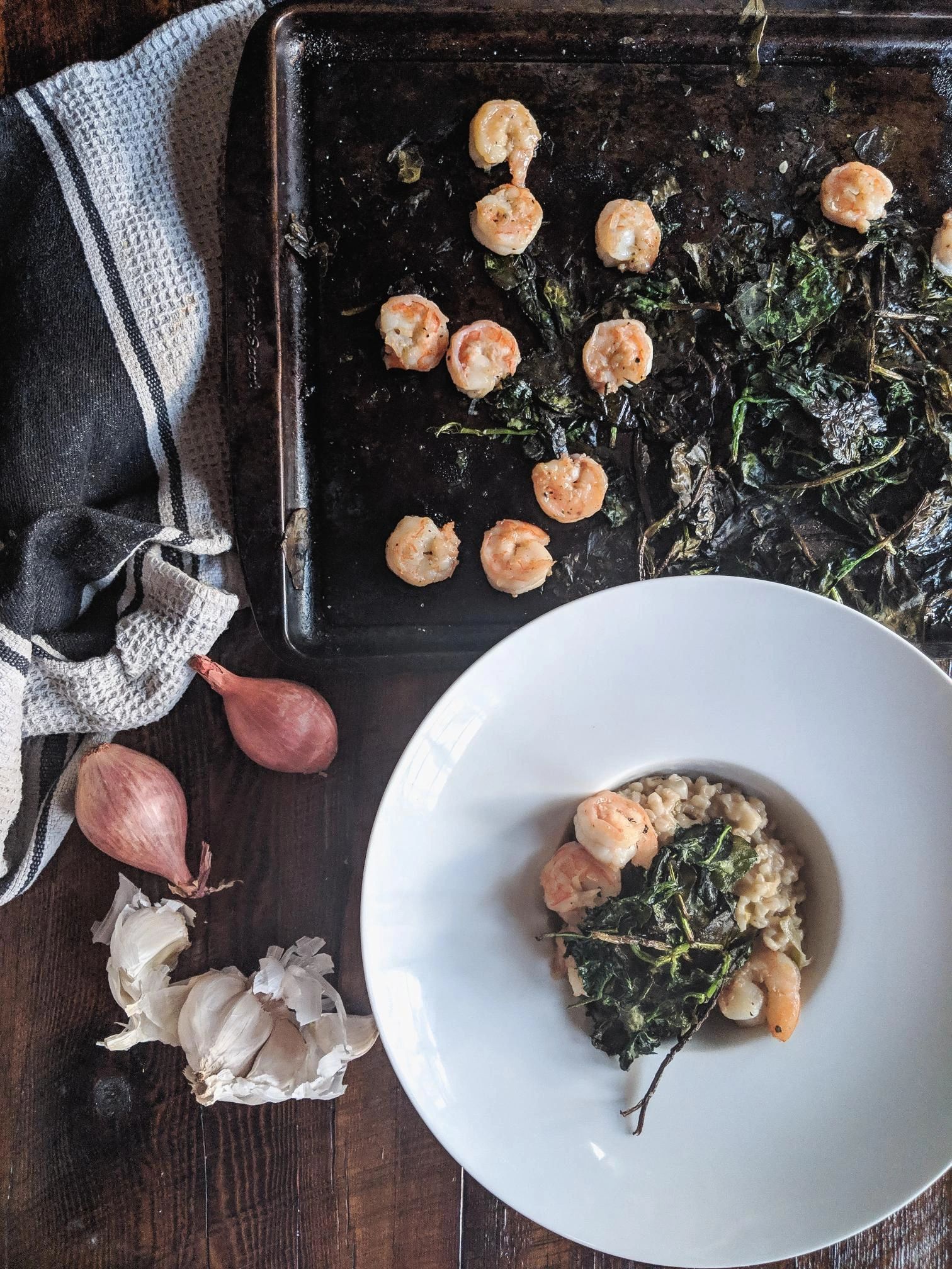 Risotto d'orge poireaux, chou-fleur & cheddar fort